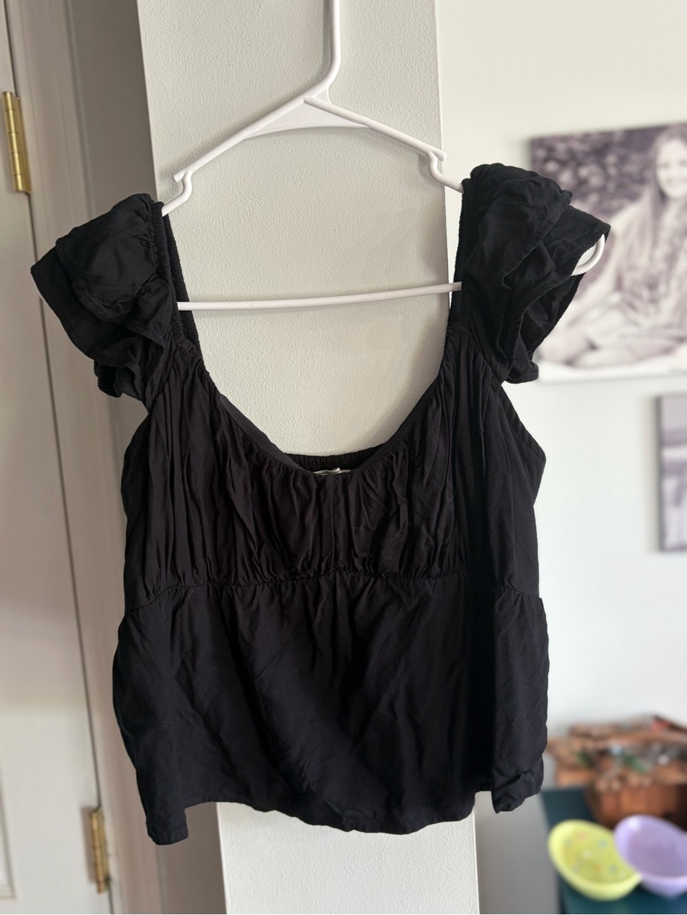 Abercrombie & Fitch Black Ruffle Sleeve Blouse